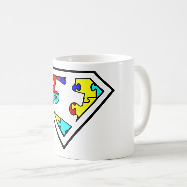 Puzzle Super Power Autism Awareness Coffee Mug (Front Right)