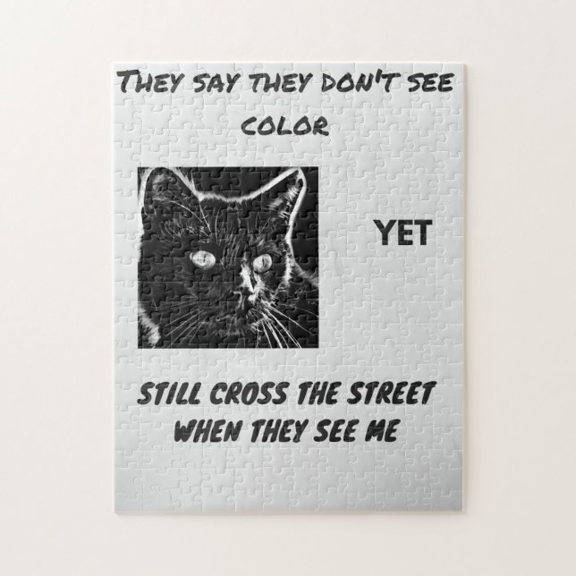 Puzzle superstition raciste citation de chat noir (Vertical)