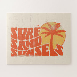 Puzzle Surf Rétro Couchers de soleil Palm Tree Beach Vibe