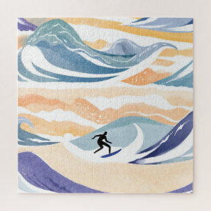 Puzzle Surfer sur la vague   Aquarelle contemporaine