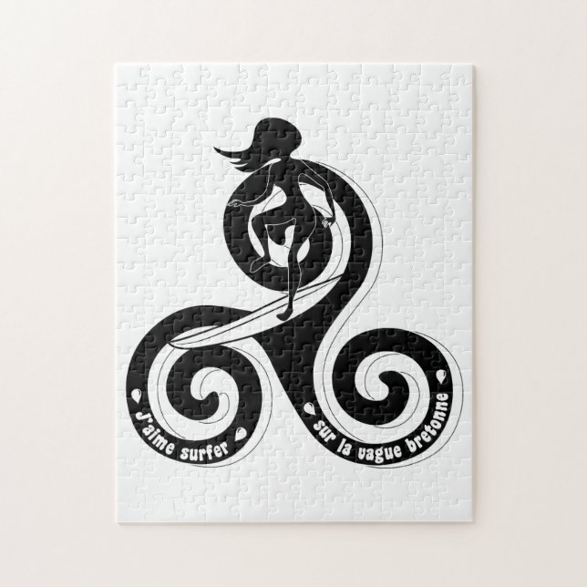 Puzzle Surfer sur la vague bretonne (version femme) (Vertical)