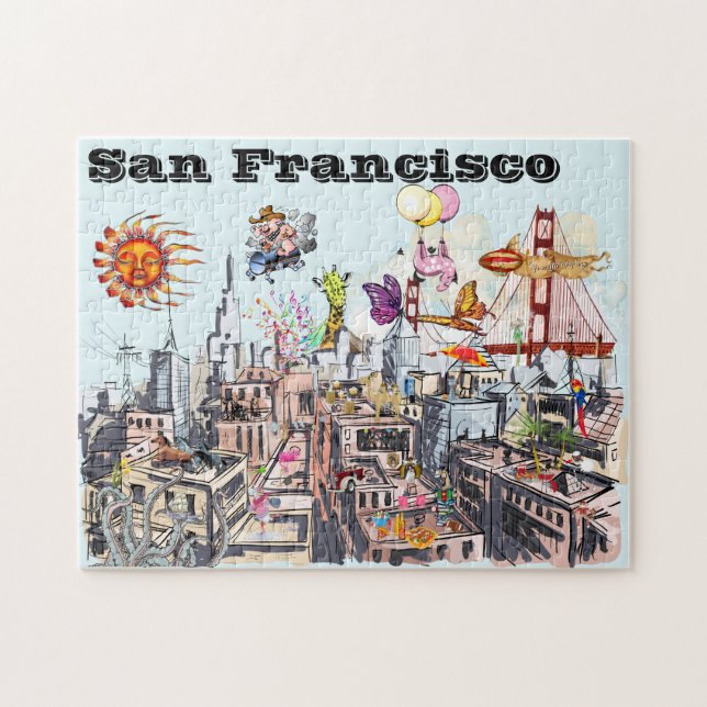 Puzzle Surreal Pop Art Ville occupée de San Francisco (Horizontal)