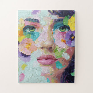 Puzzle Surreal Woman Floral Eyes Petals Wind Wall Art