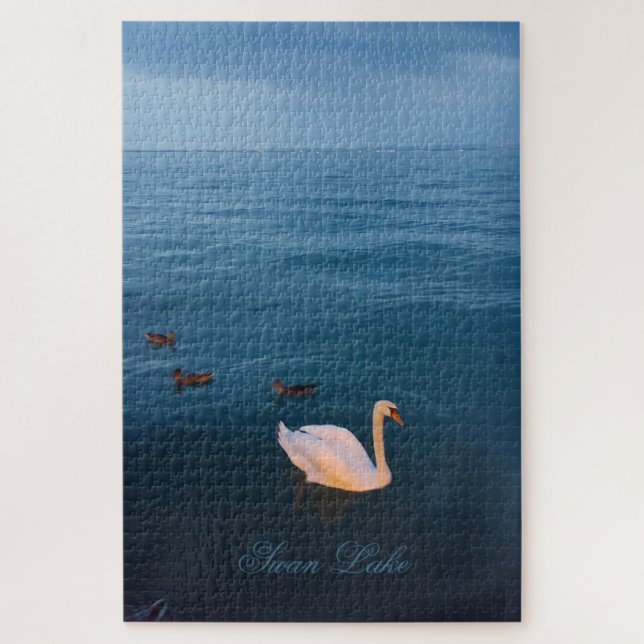 Puzzle Swan Lake Voir la photographie Texte personnalisé  (Vertical)