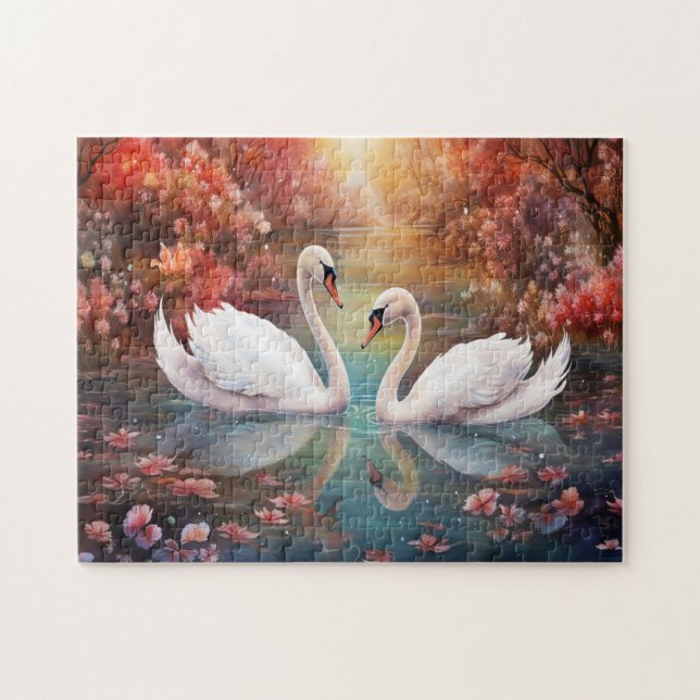 Puzzle Swans en automne (Horizontal)