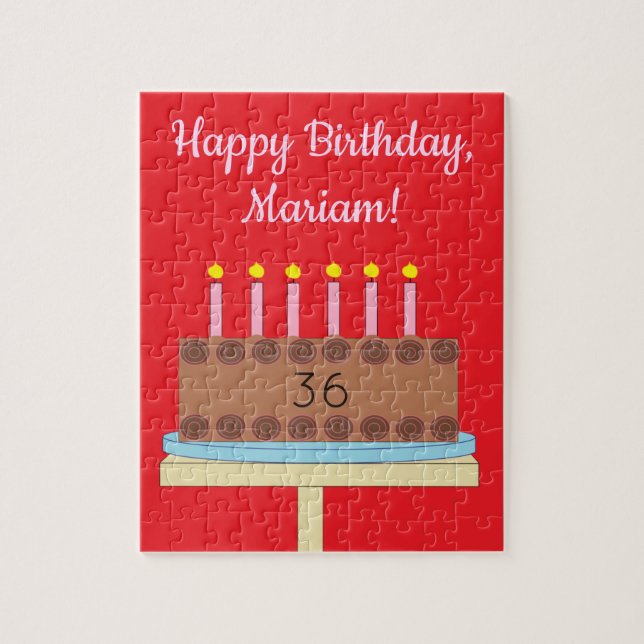 Puzzle Sweet, Chocolate Birthday Cake: Red (Vertical)