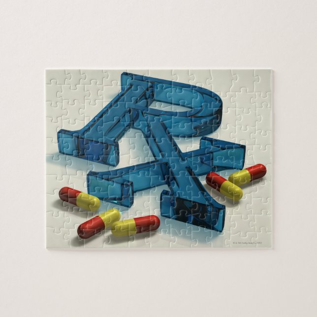 Puzzle Symbole 3D RX avec capsules (Horizontal)
