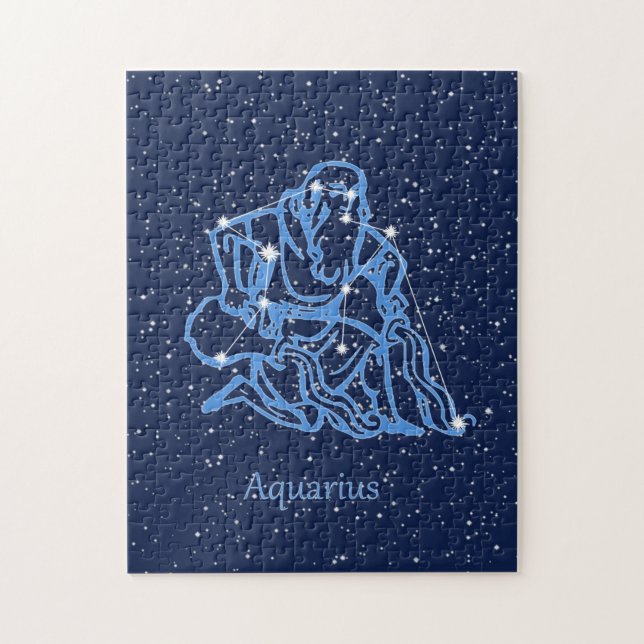 Puzzle Symbole Aquarius Constellation et Zodiaque avec ét (Vertical)