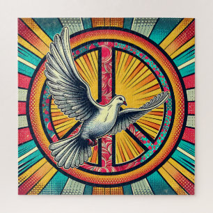 Puzzle Symbole Boho Retro Dove and Peace