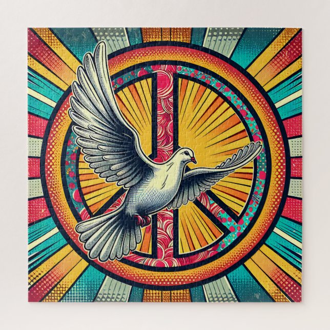 Puzzle Symbole Boho Retro Dove and Peace (Vertical)