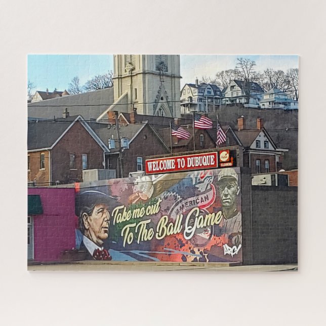 Puzzle Symbole de Dubuque, Iowa avec drapeau américain (Horizontal)