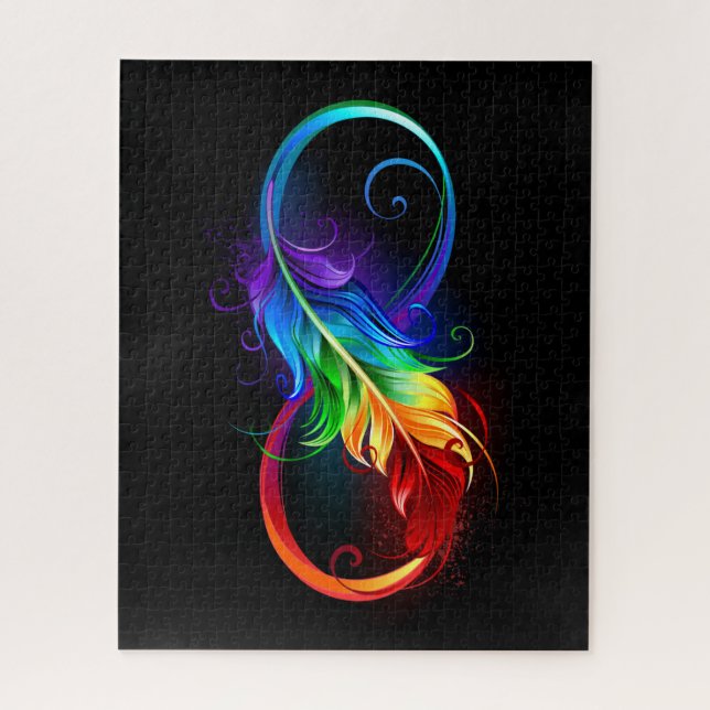 Puzzle Symbole d'infini avec plume arc-en-ciel (Vertical)