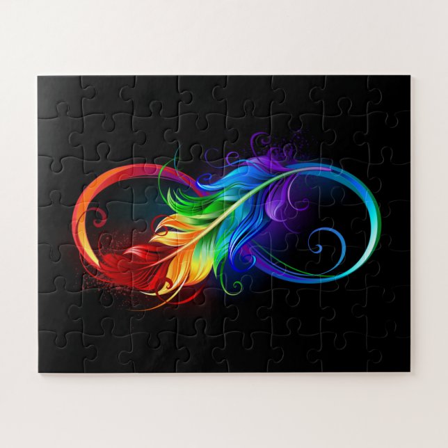 Puzzle Symbole d'infini avec plume arc-en-ciel (Horizontal)