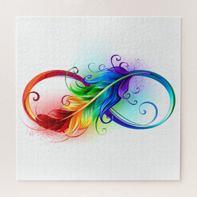 Puzzle Symbole d'infini avec plume arc-en-ciel (Horizontal)