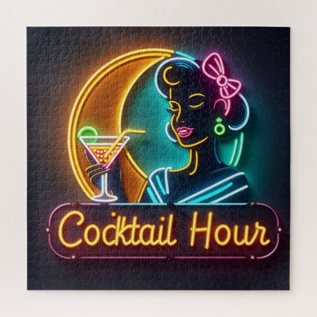 Puzzle SYMBOLE DU NEON DU MILIEU DU SIÈCLE Cocktail Hour  (Vertical)
