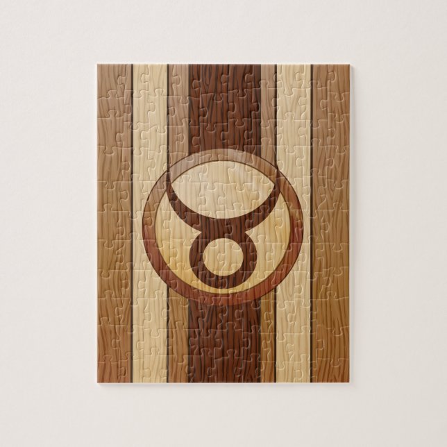 Puzzle Symbole en bois de zodiaque de Taureau de Faux (Vertical)
