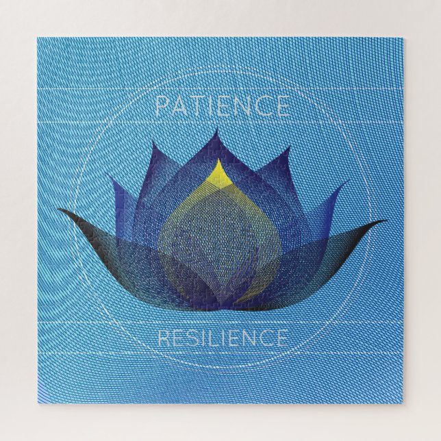Puzzle Symbole floral Lotus bleu Patience et résilience (Vertical)