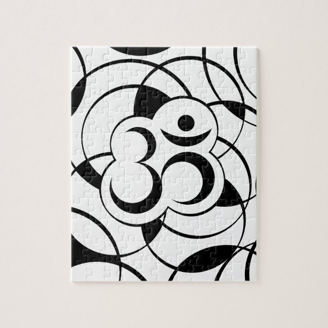 Puzzle Symbole géométrique de l'OM noir et blanc (Vertical)