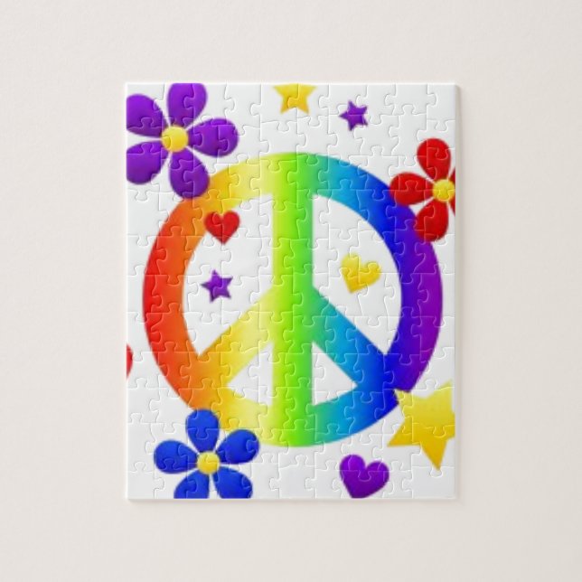 PUZZLE SYMBOLE HIPPIE TIE DYE AIVE PEACE (Vertical)