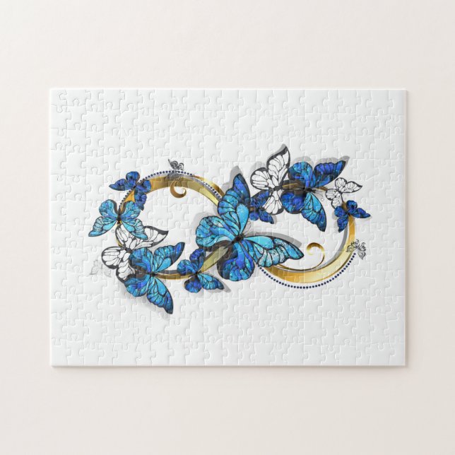 Puzzle Symbole infini de papillons Morpho bleus (Horizontal)