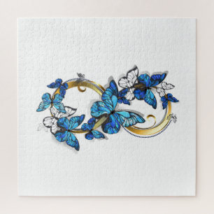Puzzle Symbole infini de papillons Morpho bleus