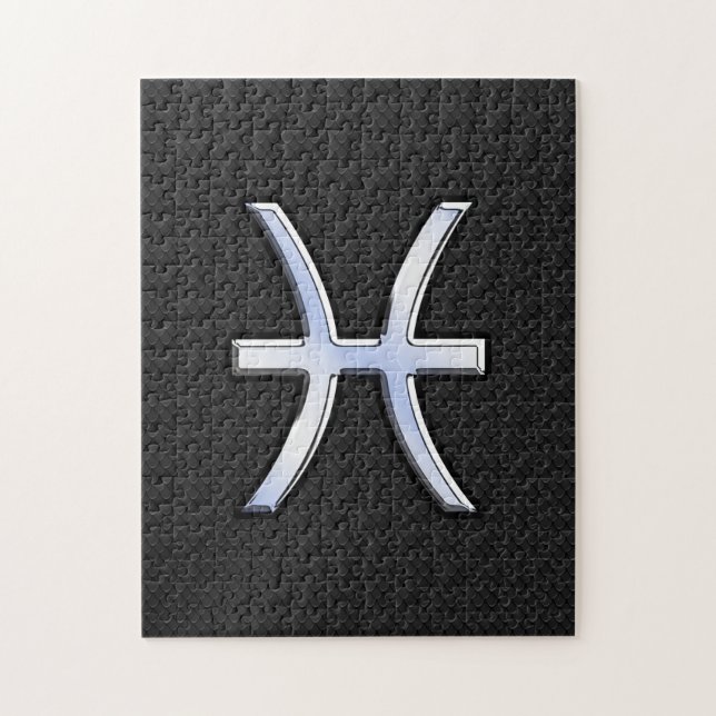 Puzzle Symbole zodiaque Pisces sur le style de peau de se (Vertical)
