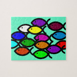 Puzzle Symboles chrétiens de poissons - école