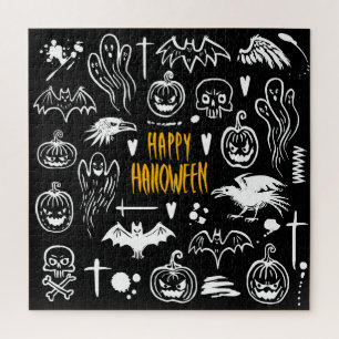 Puzzle Symboles d'Halloween dessinés à la main, collectio