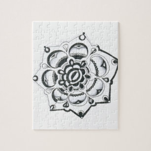 Puzzle Symétrie florale noire et blanche