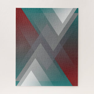 Puzzle symétrie turquoise en gris bordeaux
