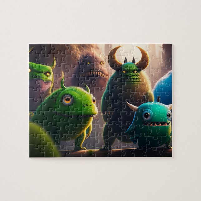 Puzzle Sympa Monstres 3D Vert (Horizontal)