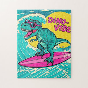 Puzzle T-Rex portant des lunettes de soleil et chevauchan