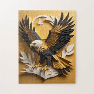 Puzzle T-shirt de design d'art en papier 3D d'aigle