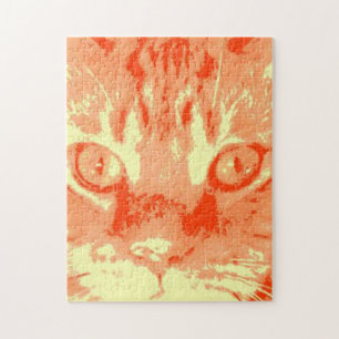 Puzzle Tabby Art Pop Tabby Orange