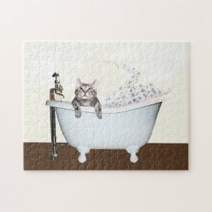 Puzzle Tabby cat dans la baignoire