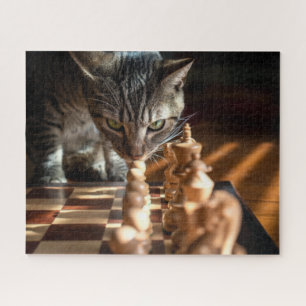Puzzle Tabby Cat Playing Chess