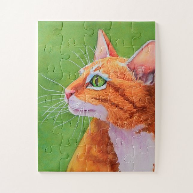 Puzzle Tabby Chat orange avec Whiskers impressionnants (Vertical)