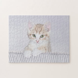 Puzzle Tabby Orange Kitten Peinture - Art Chat original