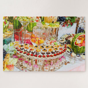 Puzzle Table Buffet avec Fruits et Pâtisseries