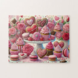 Puzzle Table de gâteaux et biscuits en forme de cœur pour