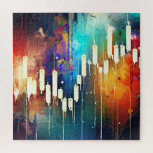 Puzzle Tableau de chandeliers colorés peinture abstraite