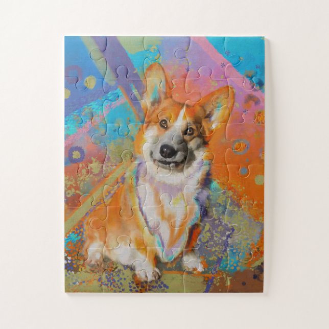 Puzzle Tableau de Corgi coloré (Vertical)