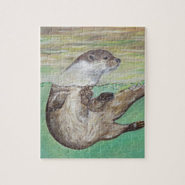 Puzzle Tableau de la loutre de rivière joueuse (Vertical)