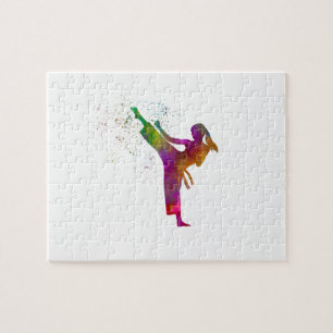 Puzzle Taekwondo-karate en acuarela