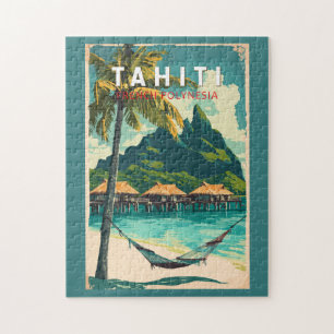 Puzzle Tahiti Illustration Voyage Art Vintage