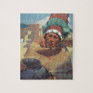 Puzzle Taos Indian tenant un pot d'eau par Blumenschein