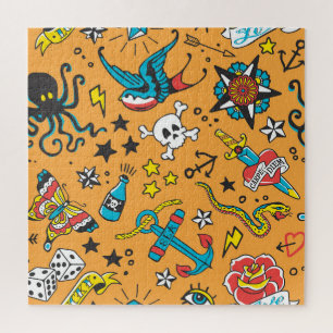 Puzzle Tatouage de l'ancienne école : mignon sans couture