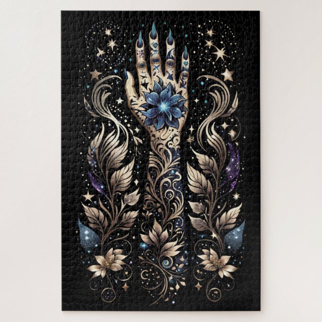 Puzzle Tatouage Main Noir Et Or (Vertical)