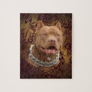 Puzzle tatouage tribal brun Pitbull