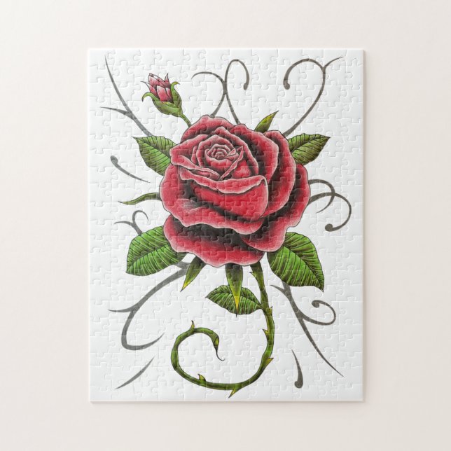 Puzzle "Tattoo Style Rose rouge" (Vertical)